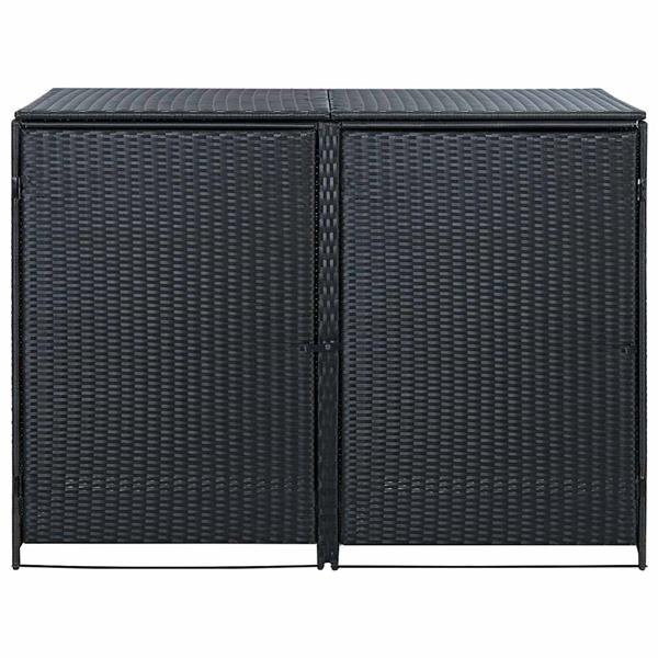 Grote foto vidaxl containerberging dubbel 148x80x111 cm poly rattan zwart tuin en terras tuinhuisjes en blokhutten