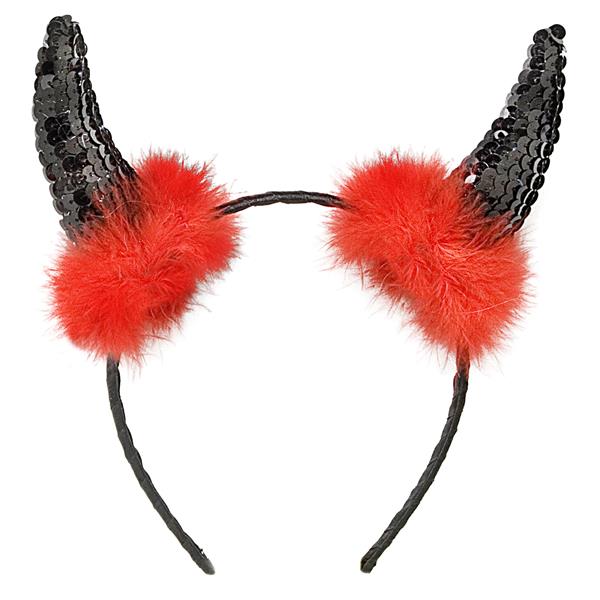 Grote foto halloween haarband rood zwart duivel hoorns verzamelen overige verzamelingen