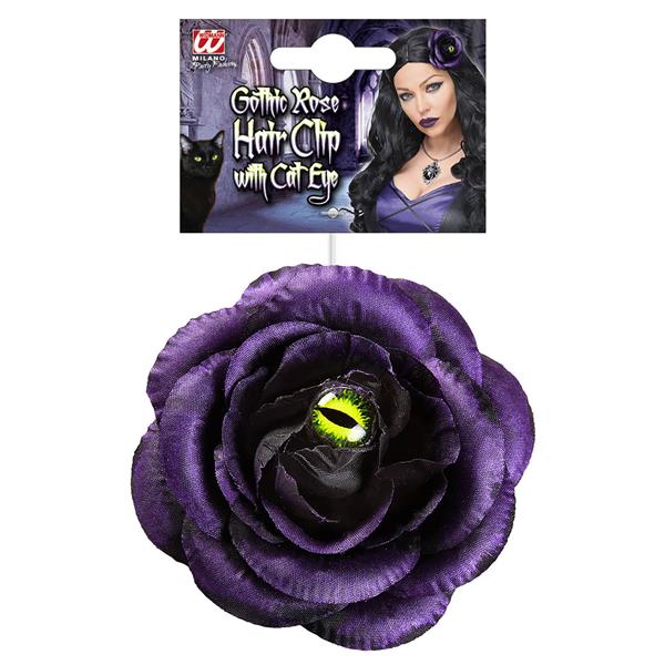 Grote foto halloween haarclip paars roos met kattenoog verzamelen overige verzamelingen
