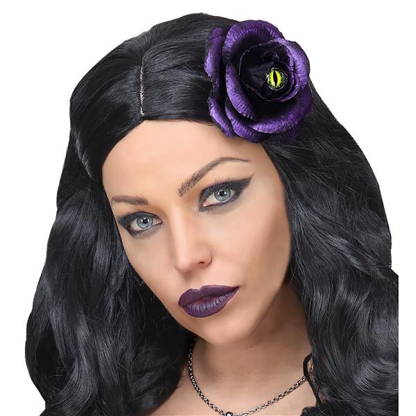 Grote foto halloween haarclip paars roos met kattenoog verzamelen overige verzamelingen
