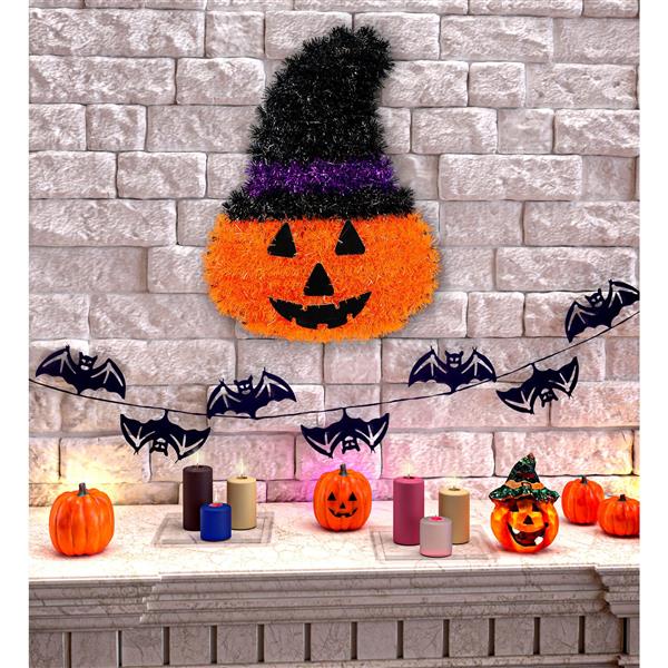 Grote foto halloween wanddecoratie pompoen met hoed 39cm verzamelen overige verzamelingen