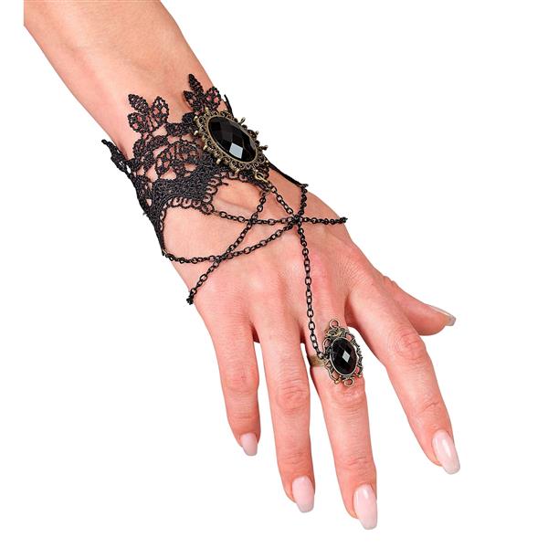 Grote foto halloween armband zwarte steen kant verzamelen overige verzamelingen