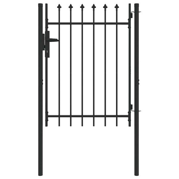Grote foto vidaxl hekpoort grijs 100 x 120 cm poedercoated staal tuin en terras hekken en schuttingen