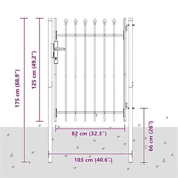Grote foto vidaxl hekpoort grijs 100 x 120 cm poedercoated staal tuin en terras hekken en schuttingen