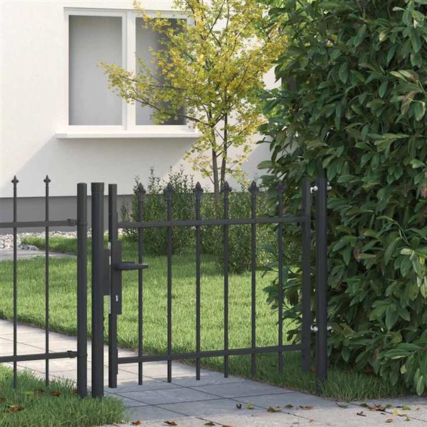 Grote foto vidaxl hekpoort grijs 100 x 75 cm poedercoated staal tuin en terras hekken en schuttingen