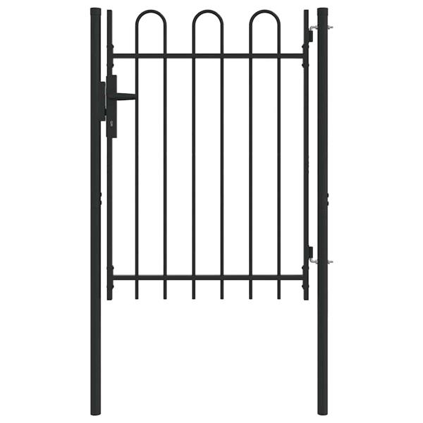 Grote foto vidaxl hekpoort grijs 100 x 120 cm poedercoated staal tuin en terras hekken en schuttingen