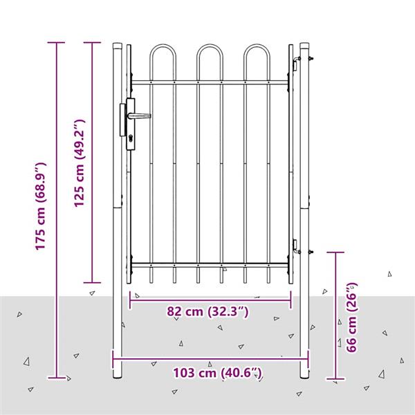 Grote foto vidaxl hekpoort grijs 100 x 120 cm poedercoated staal tuin en terras hekken en schuttingen