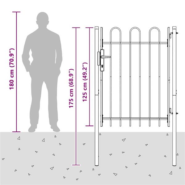 Grote foto vidaxl hekpoort grijs 100 x 120 cm poedercoated staal tuin en terras hekken en schuttingen