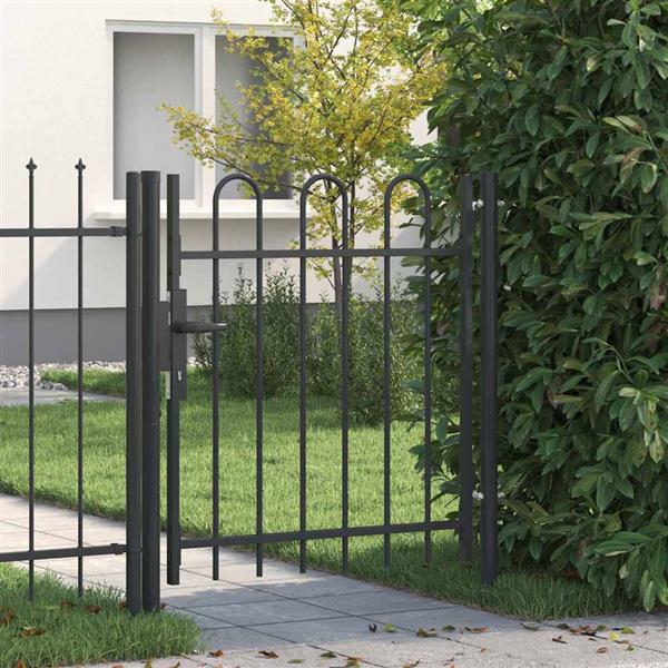 Grote foto vidaxl hekpoort grijs 100 x 100 cm poedercoated staal tuin en terras hekken en schuttingen