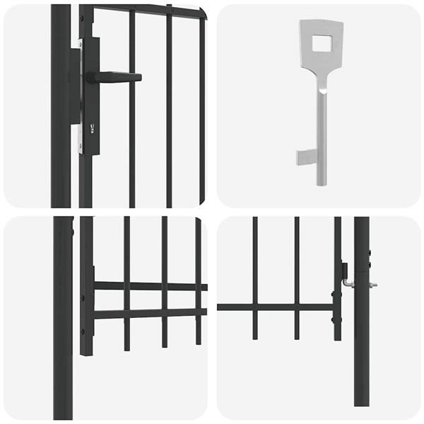 Grote foto vidaxl hekpoort grijs 100 x 100 cm poedercoated staal tuin en terras hekken en schuttingen