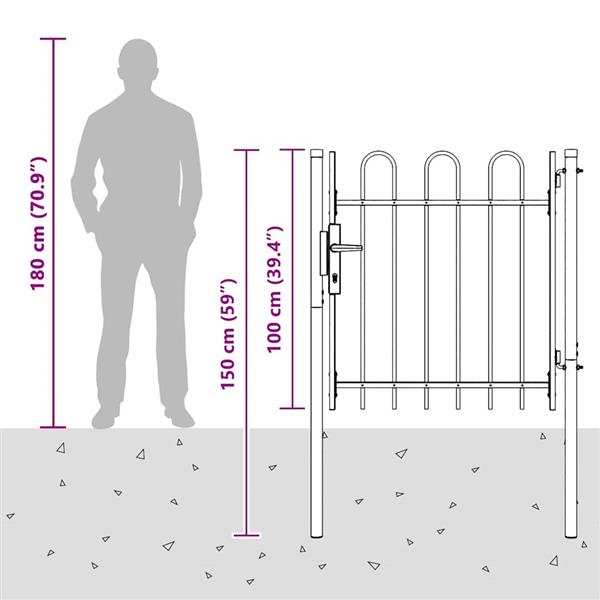 Grote foto vidaxl hekpoort grijs 100 x 100 cm poedercoated staal tuin en terras hekken en schuttingen