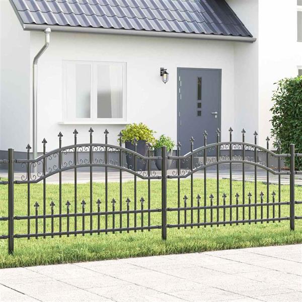 Grote foto vidaxl tuinhek grijs 115 cm poedergecoat staal tuin en terras hekken en schuttingen