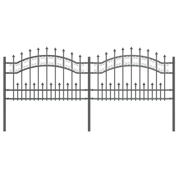 Grote foto vidaxl tuinhek grijs 115 cm poedergecoat staal tuin en terras hekken en schuttingen