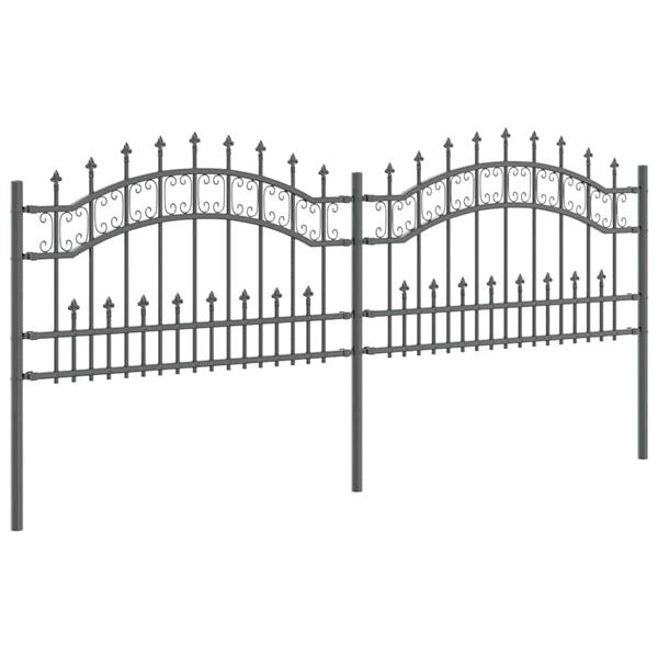 Grote foto vidaxl tuinhek grijs 115 cm poedergecoat staal tuin en terras hekken en schuttingen