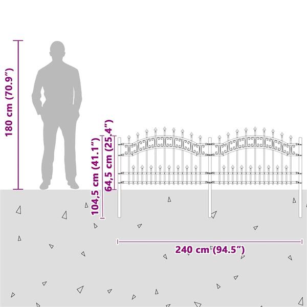 Grote foto vidaxl tuinhek grijs 115 cm poedergecoat staal tuin en terras hekken en schuttingen