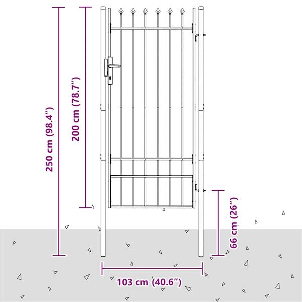Grote foto vidaxl hekpoort grijs 100 x 200 cm poedercoated staal tuin en terras hekken en schuttingen
