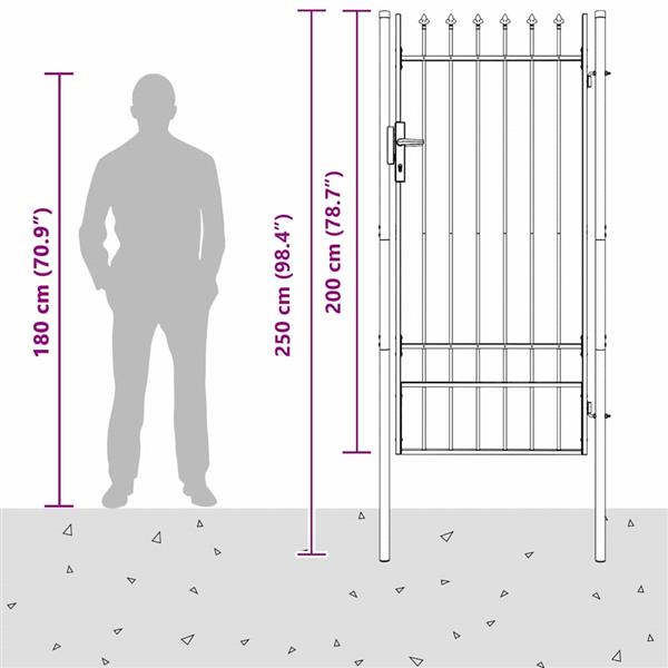 Grote foto vidaxl hekpoort grijs 100 x 200 cm poedercoated staal tuin en terras hekken en schuttingen