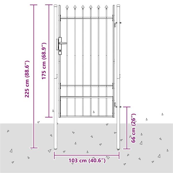 Grote foto vidaxl hekpoort grijs 100 x 175 cm poedercoated staal tuin en terras hekken en schuttingen