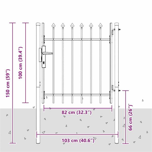 Grote foto vidaxl hekpoort grijs 100 x 100 cm poedercoated staal tuin en terras hekken en schuttingen