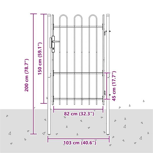 Grote foto vidaxl hekpoort grijs 100 x 150 cm poedercoated staal tuin en terras hekken en schuttingen