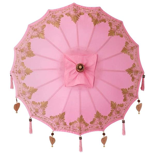 Grote foto vidaxl balinese parasol anders roze x 260 cm katoen en massief hout tuin en terras overige tuin en terras