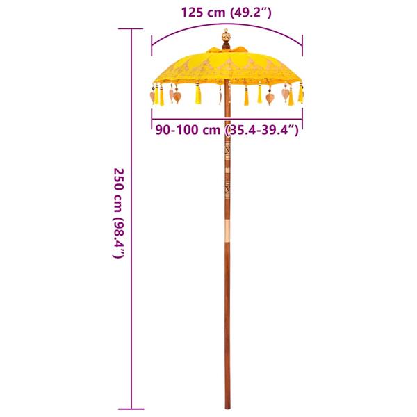 Grote foto vidaxl balinese parasol anders geel x 260 cm katoen en massief hout tuin en terras overige tuin en terras