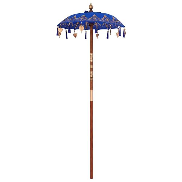 Grote foto vidaxl balinese parasol anders blauw x 260 cm katoen en massief hout tuin en terras overige tuin en terras