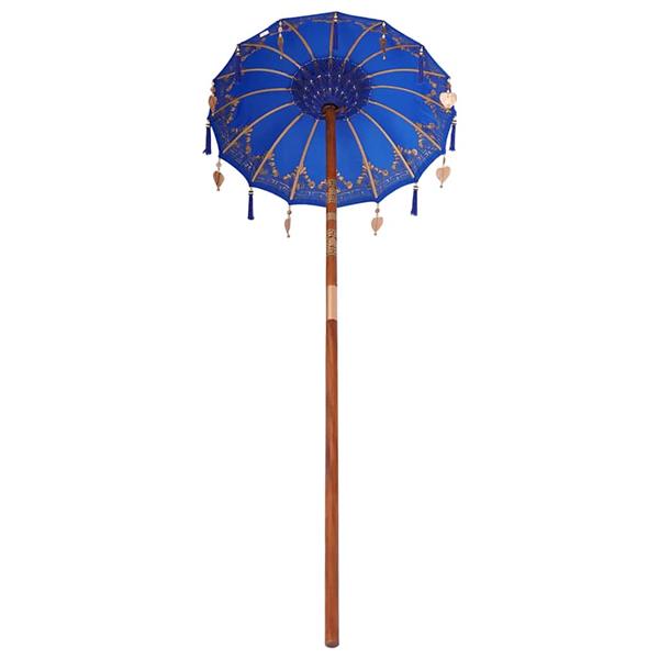 Grote foto vidaxl balinese parasol anders blauw x 260 cm katoen en massief hout tuin en terras overige tuin en terras