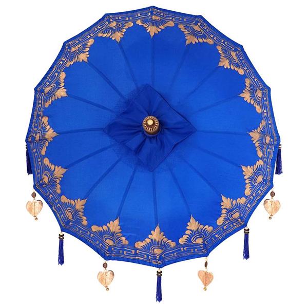 Grote foto vidaxl balinese parasol anders blauw x 260 cm katoen en massief hout tuin en terras overige tuin en terras