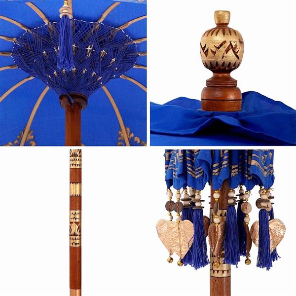 Grote foto vidaxl balinese parasol anders blauw x 260 cm katoen en massief hout tuin en terras overige tuin en terras