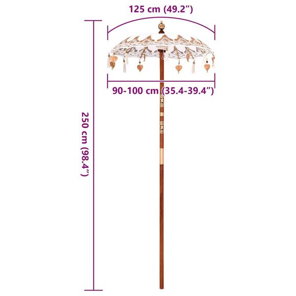 Grote foto vidaxl balinese parasol anders cr me x 260 cm katoen en massief hout tuin en terras overige tuin en terras