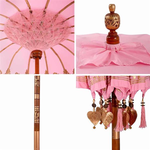 Grote foto vidaxl parasol anders roze x 260 cm katoen en massief hout tuin en terras overige tuin en terras