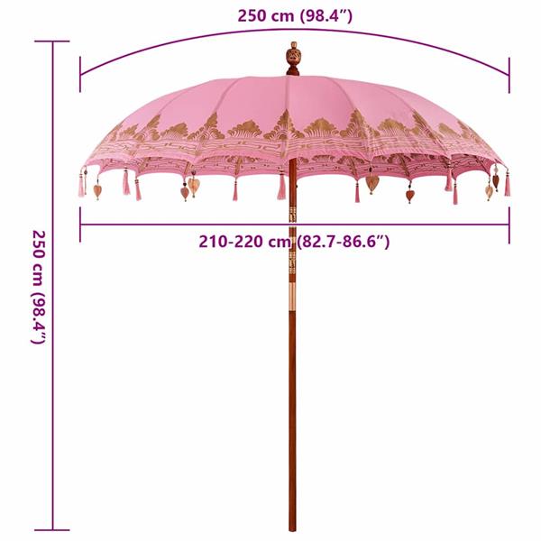 Grote foto vidaxl parasol anders roze x 260 cm katoen en massief hout tuin en terras overige tuin en terras