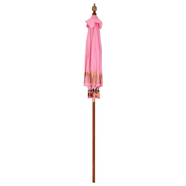Grote foto vidaxl parasol anders roze x 260 cm katoen en massief hout tuin en terras overige tuin en terras