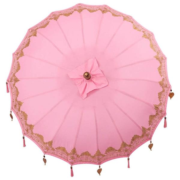 Grote foto vidaxl parasol anders roze x 260 cm katoen en massief hout tuin en terras overige tuin en terras