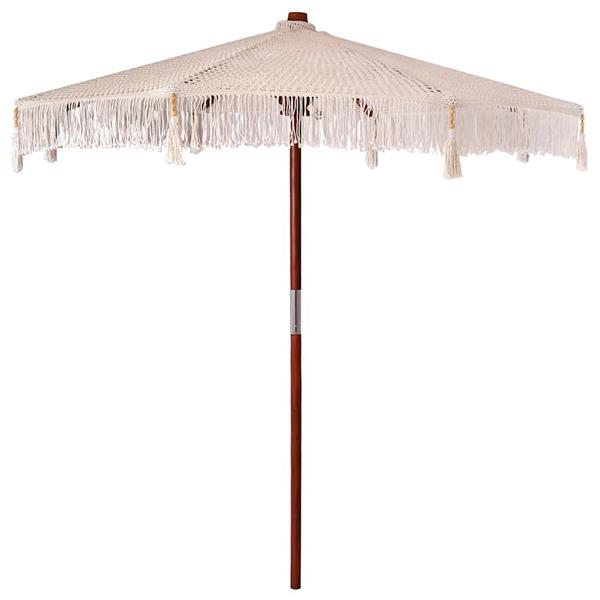Grote foto vidaxl parasol anders cr me x 250 cm katoen en massief hout tuin en terras overige tuin en terras