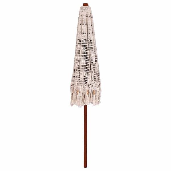Grote foto vidaxl parasol anders cr me x 250 cm katoen en massief hout tuin en terras overige tuin en terras