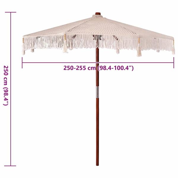 Grote foto vidaxl parasol anders cr me x 250 cm katoen en massief hout tuin en terras overige tuin en terras