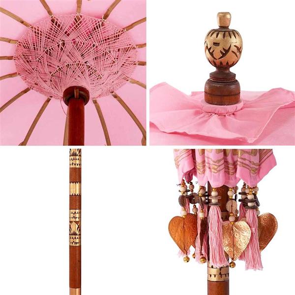 Grote foto vidaxl balinese parasol anders roze x 260 cm katoen en massief hout tuin en terras overige tuin en terras