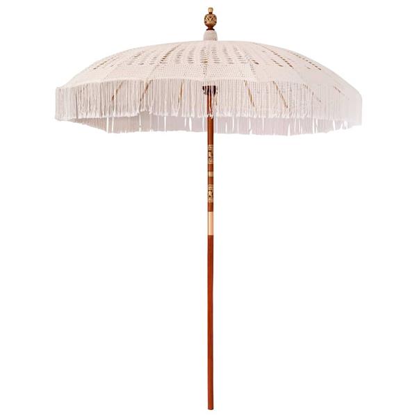 Grote foto vidaxl parasol anders cr me x 250 cm katoen en massief hout tuin en terras overige tuin en terras
