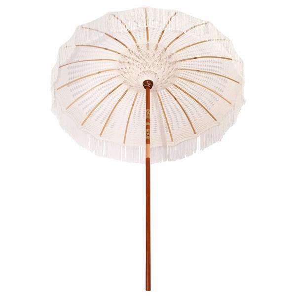 Grote foto vidaxl parasol anders cr me x 250 cm katoen en massief hout tuin en terras overige tuin en terras