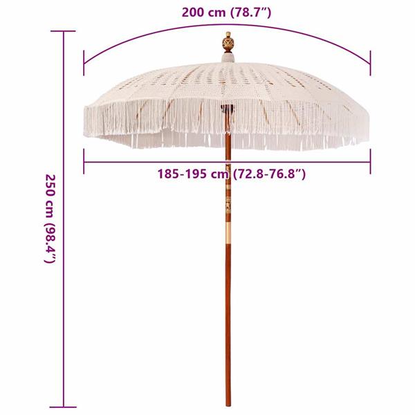 Grote foto vidaxl parasol anders cr me x 250 cm katoen en massief hout tuin en terras overige tuin en terras