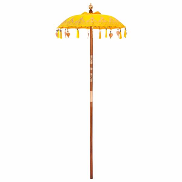 Grote foto vidaxl balinese parasol anders geel x 260 cm katoen en massief hout tuin en terras overige tuin en terras