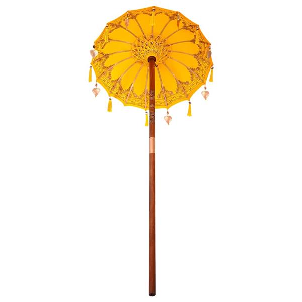 Grote foto vidaxl balinese parasol anders geel x 260 cm katoen en massief hout tuin en terras overige tuin en terras