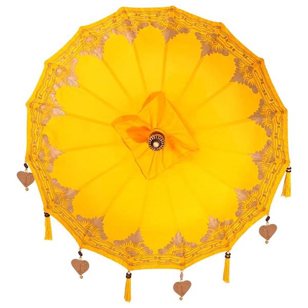 Grote foto vidaxl balinese parasol anders geel x 260 cm katoen en massief hout tuin en terras overige tuin en terras