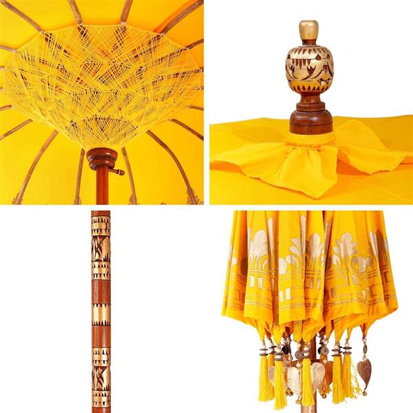 Grote foto vidaxl balinese parasol anders geel x 260 cm katoen en massief hout tuin en terras overige tuin en terras