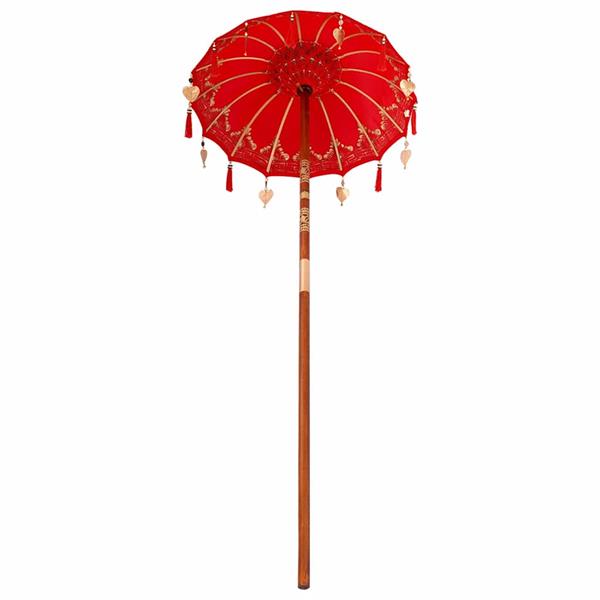 Grote foto vidaxl balinese parasol anders rood x 260 cm katoen en massief hout tuin en terras overige tuin en terras