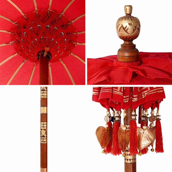 Grote foto vidaxl balinese parasol anders rood x 260 cm katoen en massief hout tuin en terras overige tuin en terras