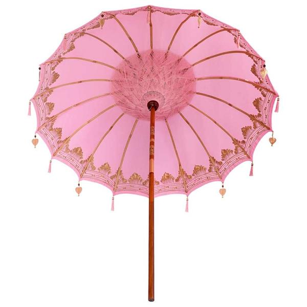 Grote foto vidaxl parasol anders roze x 260 cm katoen en massief hout tuin en terras overige tuin en terras