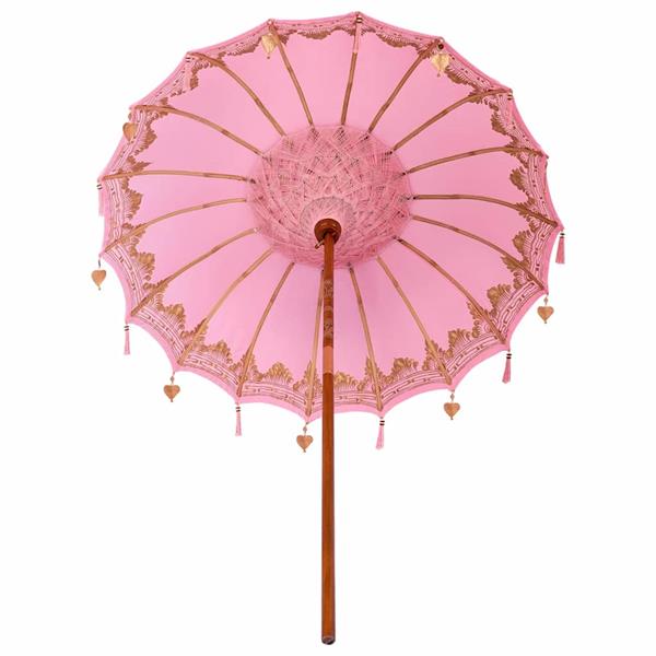 Grote foto vidaxl parasol anders roze x 260 cm katoen en massief hout tuin en terras overige tuin en terras